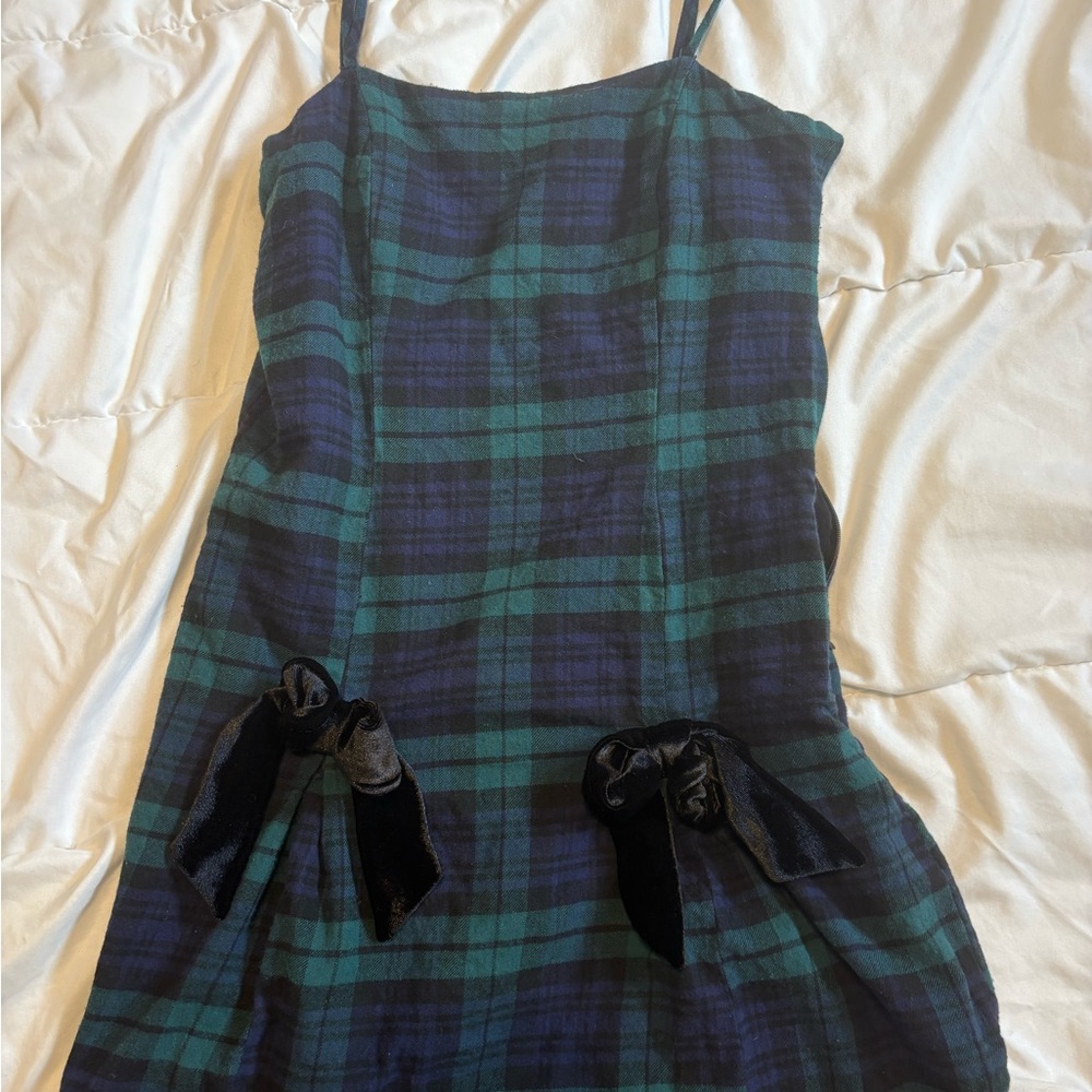 Altar'd State Green and Blue Plaid Dress